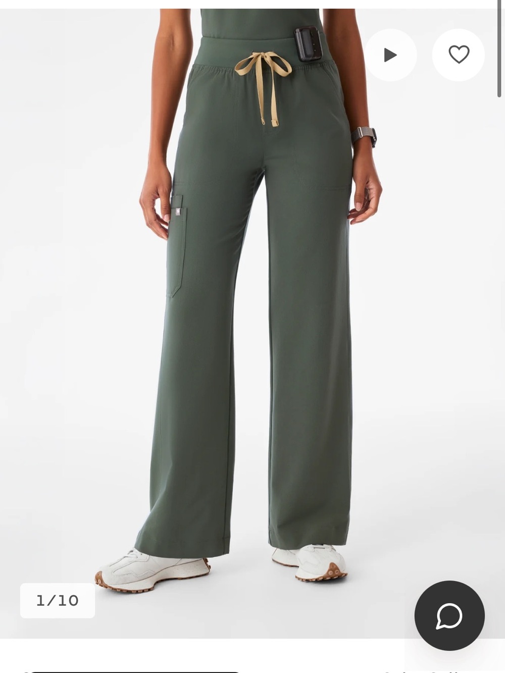 Figs Isabel High-Rise Wide-Leg Scrub Pant in Moss